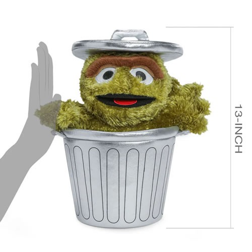 Sesame Street Plush - 13" Oscar the Grouch In Trash Can
