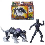 Marvel Mech Strike: Mechasaurs Figures - 4" Scale Mech Suit Black Panther w/ SC Mechasaur - 5X00