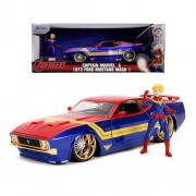 1:24 Scale Diecast - Hollywood Rides - Marvel - 1973 Ford Mustang Mach 1 w/ Captain Marvel Figure