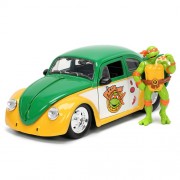 1:24 Scale Diecast - Hollywood Rides - TMNT - 1959 VW Drag Beetle w/ Michelangelo