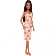 Barbie Fashionistas Dolls - #233 Barbie (Checkered Flower Midi Dress / Black Hair)