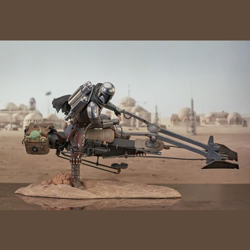 Premier Collection Statues - Star Wars - The Mandalorian - 1/7 Scale Din Djarin w/ Speeder Bike