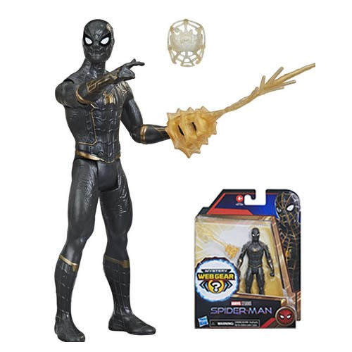 Spider-Man No Way Home Figures - 6" Mystery Web Gear - Black And Gold Suit Spider-Man - 5X00