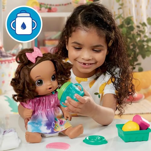 Baby Alive Dolls - Fruity Sips - Lemon Brown Hair Doll - 5X00