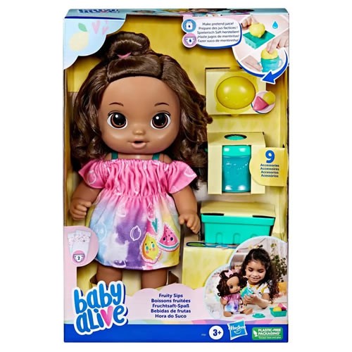 Baby Alive Dolls - Fruity Sips - Lemon Brown Hair Doll - 5X00