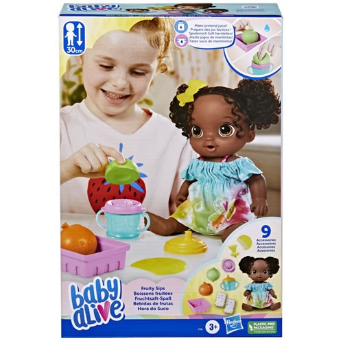 Baby Alive Dolls - Fruity Sips - Black Hair Baby Doll - XW01