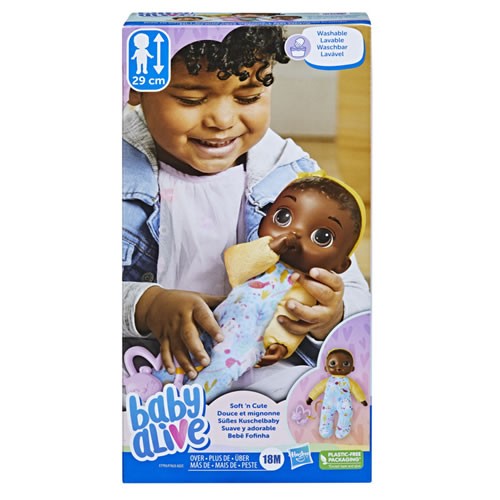 Baby Alive Dolls - Soft ‘n Cute - Black Hair First Baby Doll - XW01