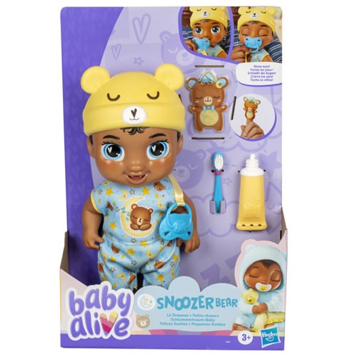 Baby Alive Dolls - Lil Dreamer - Snoozer Bear Black Hair Boy Baby Doll - 5X00