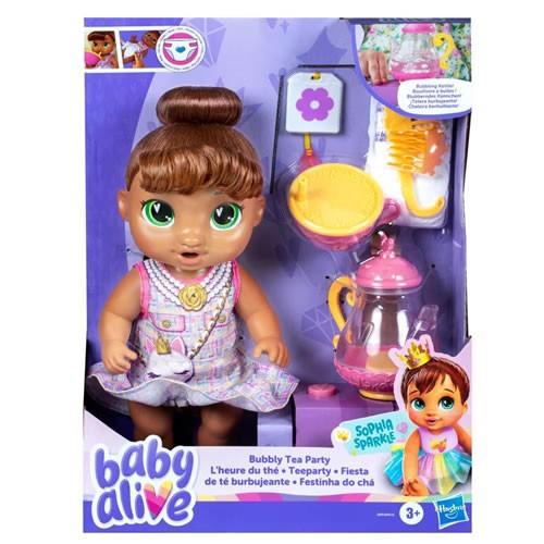 Baby Alive Dolls - Bubbly Tea Party - Sophia Sparkle Brown Hair Baby - 5X00