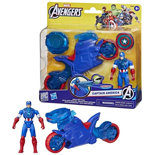 Marvel Avengers Vehicles - Epic World Of Action - 4" Captain America Shield-Shot Cycle - 5L00