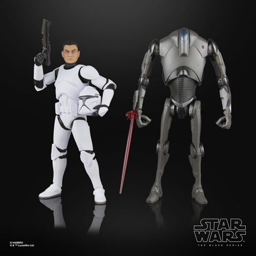 Star Wars Figures - 6" The Black Series - Ep II AOTC - PI Clone Trooper & Super Battle Droid - 5L00