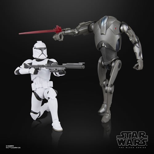 Star Wars Figures - 6" The Black Series - Ep II AOTC - PI Clone Trooper & Super Battle Droid - 5L00