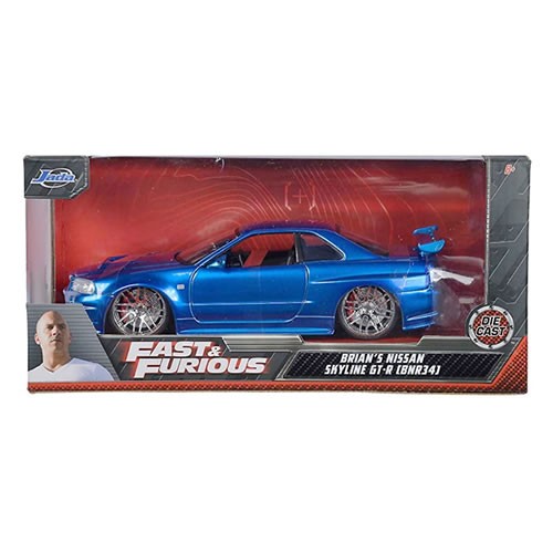 1:24 Scale Diecast - Fast & Furious - Brian's 2002 Nissan Skyline GT-R (R34) (Candy Blue)