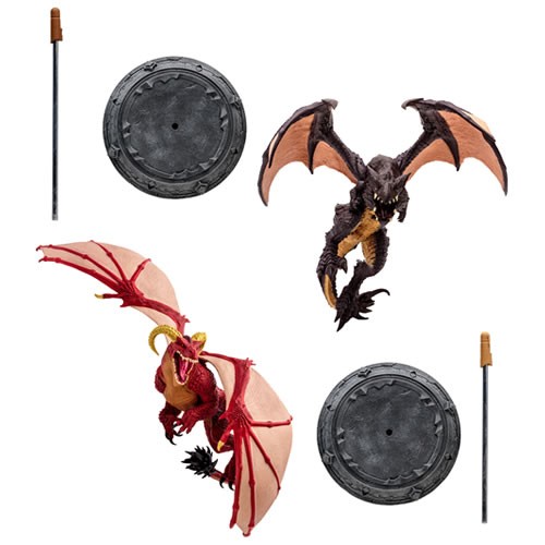 World Of Warcraft Figures - 1/12 Scale Red Highland Drake & Black Proto-Drake Posed Figure 2-Pack