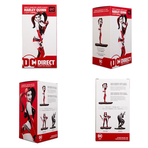 Harley Quinn Red, White & Black Statues - 1/10 Scale Harley Quinn (By J Scott Campbell)