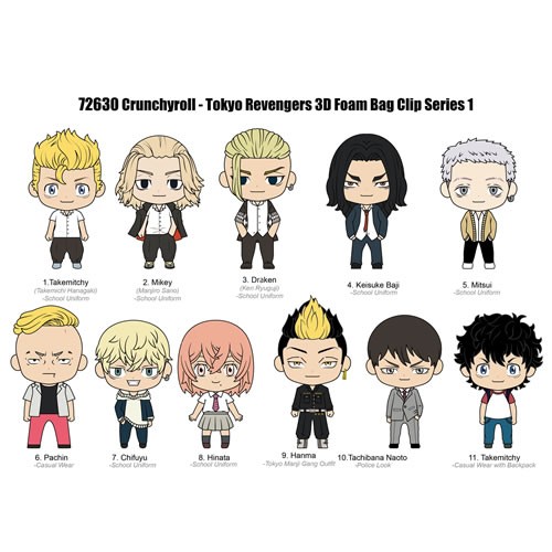 3D Foam Collectible Bag Clips - Tokyo Revengers - S01 - 24pc Blind Bag Display