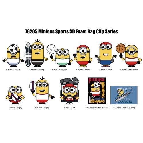 3D Foam Collectible Bag Clips - Minions - Minions Sports - 24pc Blind Bag Display