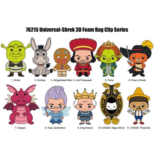 3D Foam Collectible Bag Clips - Shrek - 24pc Blind Bag Display