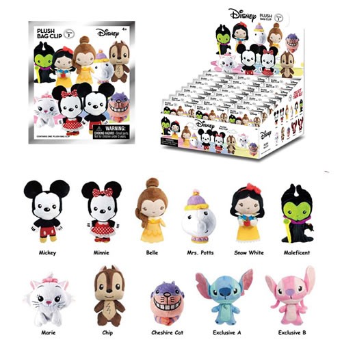 3D Plush Collectible Bag Clips - Disney - S01 - 24pc Blind Bag Display