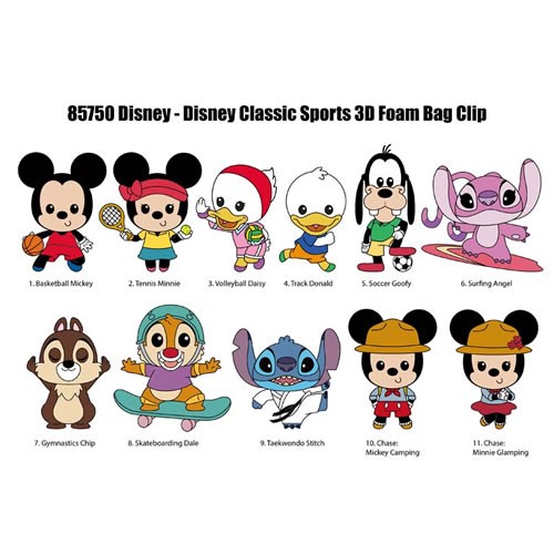 3D Foam Collectible Bag Clips - Disney - S55 - Disney Sports - 24pc Blind Bag Display