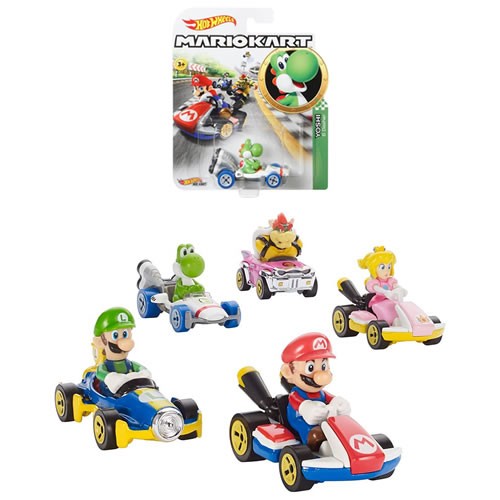 Hot Wheels Mario Kart Characters and Die-Cast Kart Vehicles, Set