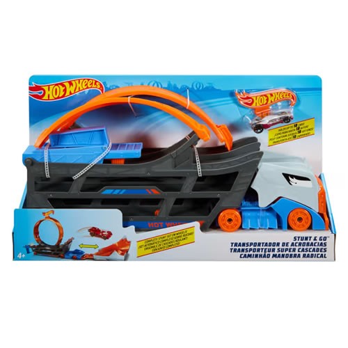1:64 Scale Diecast - Hot Wheels - Stunt And Go Transporter Truck