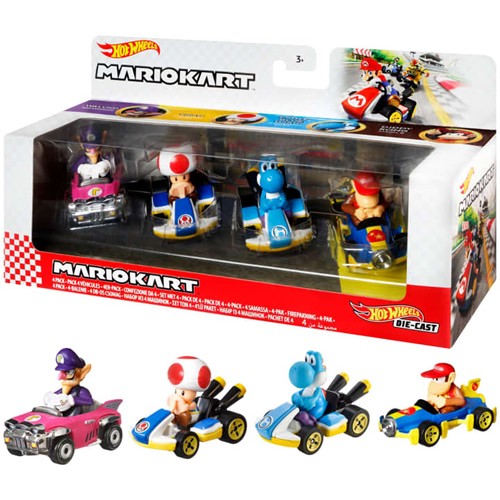 1:64 Scale Diecast - Hot Wheels - Mario Kart - 4-Pack Assortment