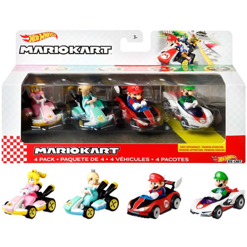 1:64 Scale Diecast - Hot Wheels - Mario Kart - 4-Pack Assortment