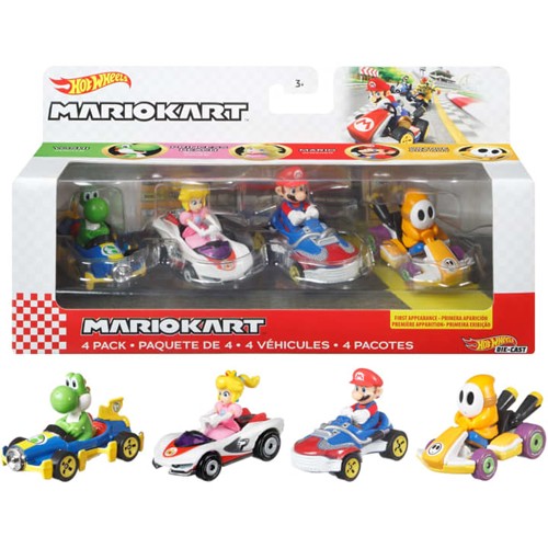 1:64 Scale Diecast - Hot Wheels - Mario Kart - 4-Pack Assortment