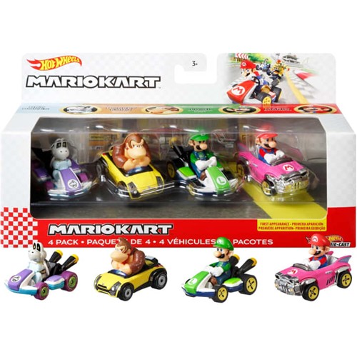 1:64 Scale Diecast - Hot Wheels - Mario Kart - 4-Pack Assortment