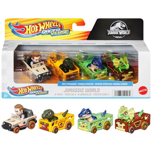 1:64 Scale Diecast - Hot Wheels - Racerverse - Jurassic World - Racers 4-Pack #01