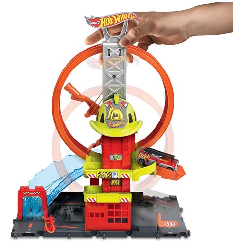 1:64 Scale Diecast - Hot Wheels City - Super Loop Fire Station Playset