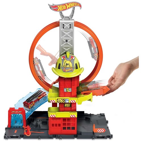 1:64 Scale Diecast - Hot Wheels City - Super Loop Fire Station Playset