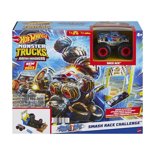 1:64 Scale Diecast - Hot Wheels Monster Trucks Arena Smashers - Race Ace Smash Race Challenge