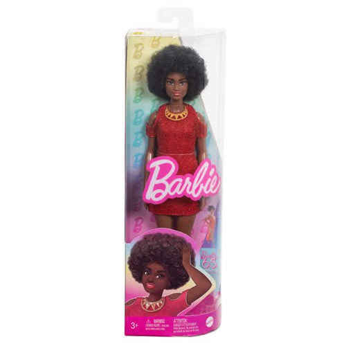 Barbie Fashionistas Dolls - #221 Babie (Natural Black Hair / Red Dress & Accessories) (65th Anniversary)