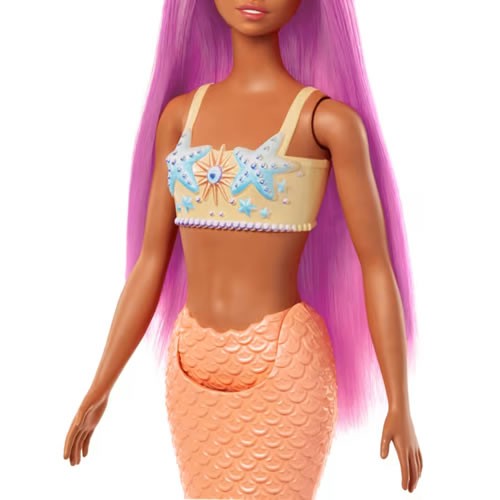 Barbie Dolls - Mermaid (Pink Hair / Soft Orange Tail And Headband Accessories)