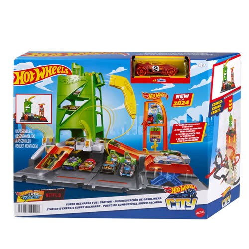 1:64 Scale Diecast - Hot Wheels City - Super Recharge Fuel Station Playset