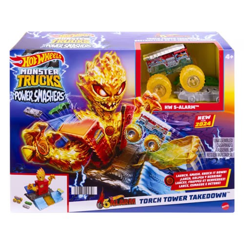1:64 Scale Diecast - Hot Wheels Monster Trucks Power Smashers - 5-Alarm Torch Tower Takedown