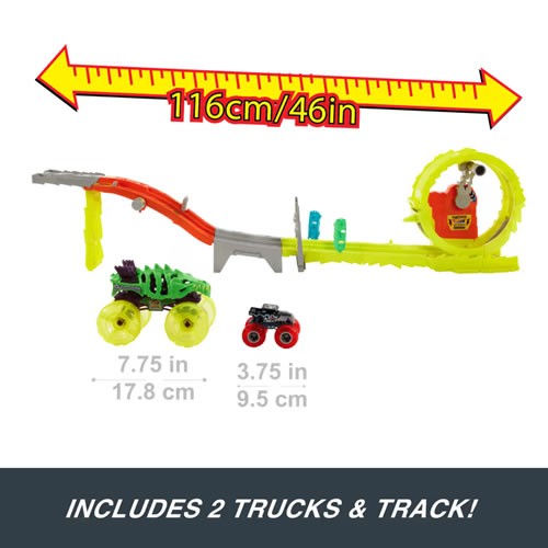 1:64 Scale Diecast - Hot Wheels Monster Trucks Power Smashers - Charge & Chase Challenge