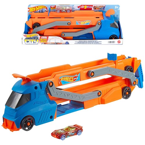 1:64 Scale Diecast - Hot Wheels City - Speed Track Transporter Playset