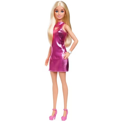 Barbie Fashionistas Dolls - #230 Barbie (Metallic Pink Minidress With Heart Cut-Out / Blond Hair)
