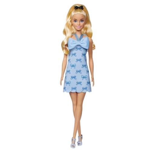 Barbie Fashionistas Dolls - #237 Barbie (Blue Bow Halter Dress / Blonde Ponytail With Bow Accessory)