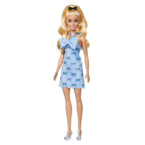 Barbie Fashionistas Dolls - #237 Barbie (Blue Bow Halter Dress / Blonde Ponytail With Bow Accessory)