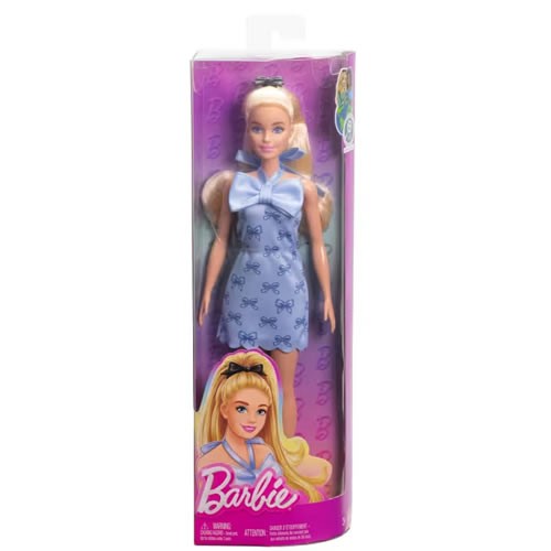 Barbie Fashionistas Dolls - #237 Barbie (Blue Bow Halter Dress / Blonde Ponytail With Bow Accessory)