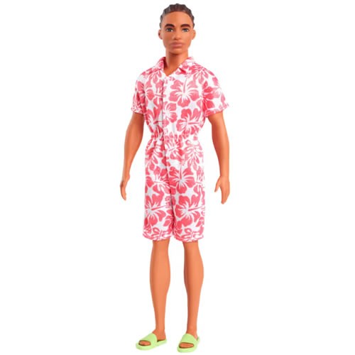 Barbie Fashionistas Dolls - #235 Ken (Hawaiian Print Jumpsuit With Green Sandals / Brown Hair)