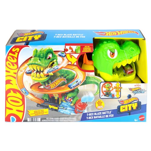 1:64 Scale Diecast - Hot Wheels City - T-Rex Blaze Battle Playset