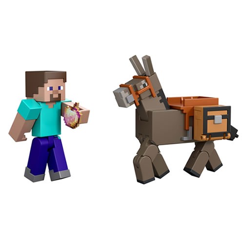 Minecraft Figures - 3.25" Steve And Donkey 2-Pack