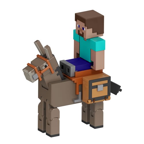 Minecraft Figures - 3.25" Steve And Donkey 2-Pack