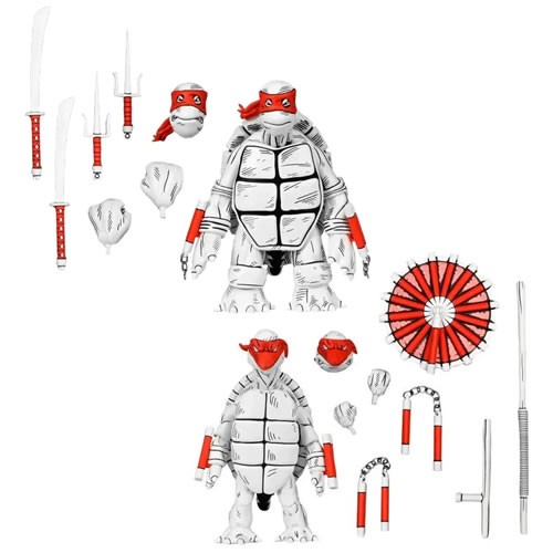 TMNT 7" Scale Figures - Mirage Comics - Black And White First Turtles 2-Pack