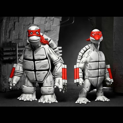 TMNT 7" Scale Figures - Mirage Comics - Black And White First Turtles 2-Pack